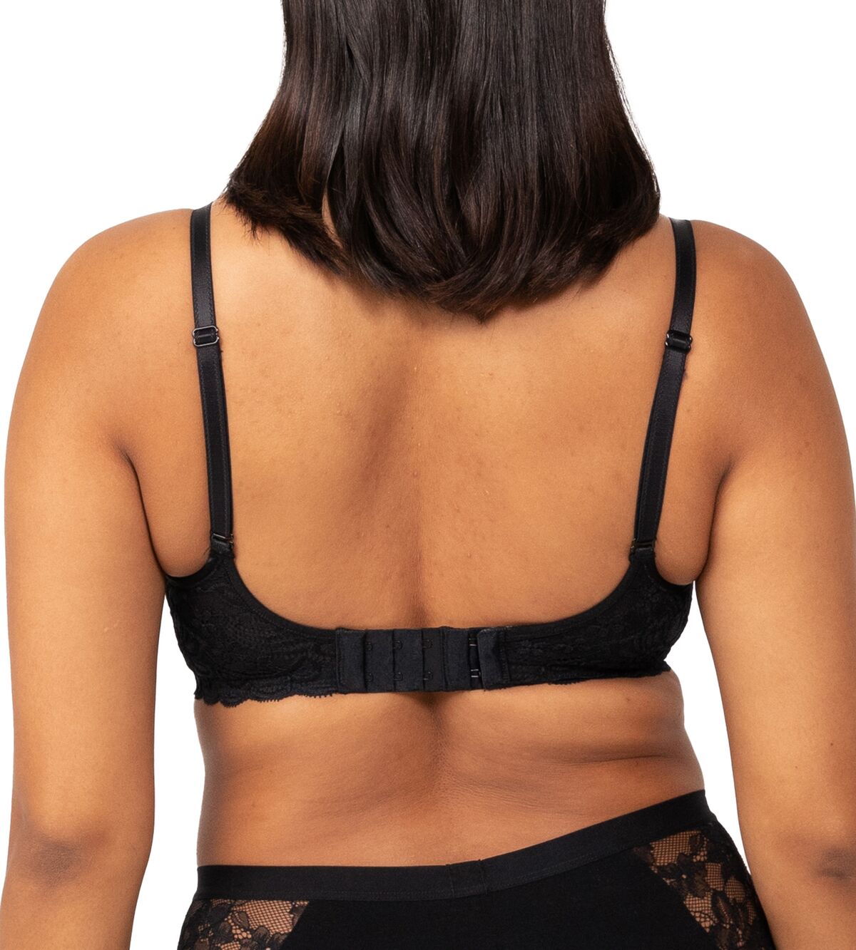 Back view of Gorgeous Mama Maternity Bra in black showing standard straight strap placement.