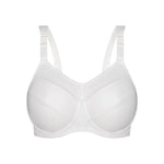 Triumph Triaction Ultra W Sports Bra White product image, featuring double-layer cups and structured design.
