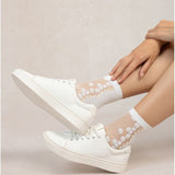 Transparent Daisy Flower Ankle Socks White