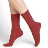 Wool Cotton Doubleface Socks Short Marsala