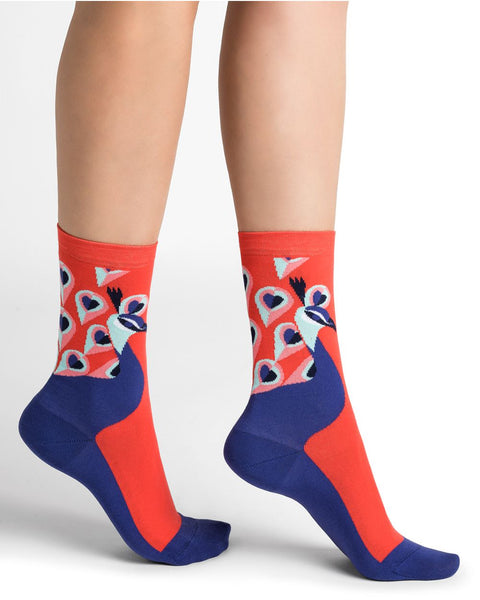 Cotton Peacock Socks Mid Red