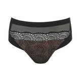 Detailed flat lay of the Sophora Full Brief Black by PrimaDonna – embroidery on sheer tulle for a striking tattoo effect.