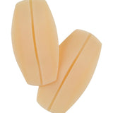 Pair of nude-coloured silicone bra strap cushions, designed to reduce strap slippage and shoulder pressure.