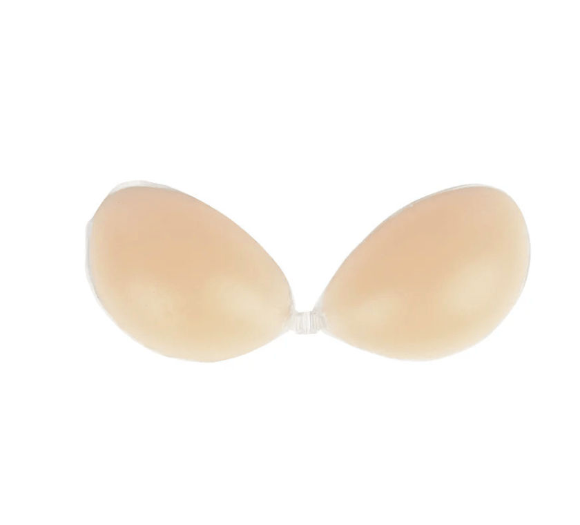Nude silicone Nudie Boobies enhancer cups shown from above for fit reference.