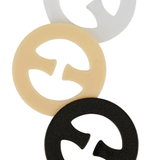 Set of three discreet round bra clips in assorted colours for strap adjustment and lift.