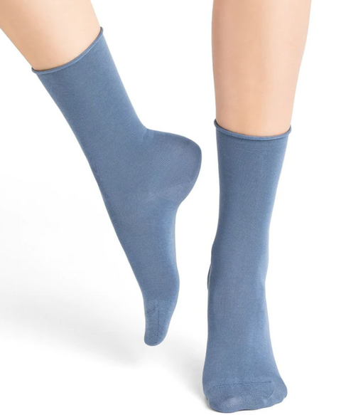 Velvet Cotton Socks Bluish Grey