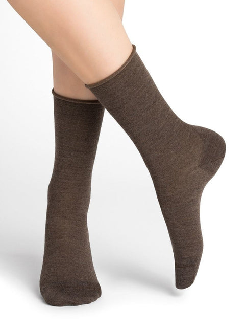 Wool Cotton Doubleface Socks Short Taupe