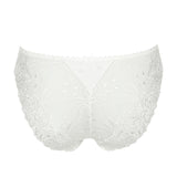 Marie Jo Jane Italian Brief in Natural from The Foundation, featuring floral embroidery, sheer lace, and a small pearl-detailed back bow. back view