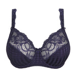 Front product shot of PrimaDonna Madison Full Cup Bra Blue Bijou with floral lace—The Foundation