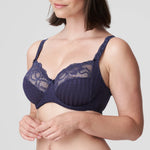 Side view of Madison Bra Blue Bijou showing shaping panels and supportive straps—The Foundation