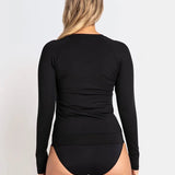 Cosmopolitan Long Sleeve Zip Rash Vest Black
