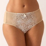Front view of Empreinte Agathe Culotte Panty Brief in ivory with vintage-inspired embroidery—The Foundation