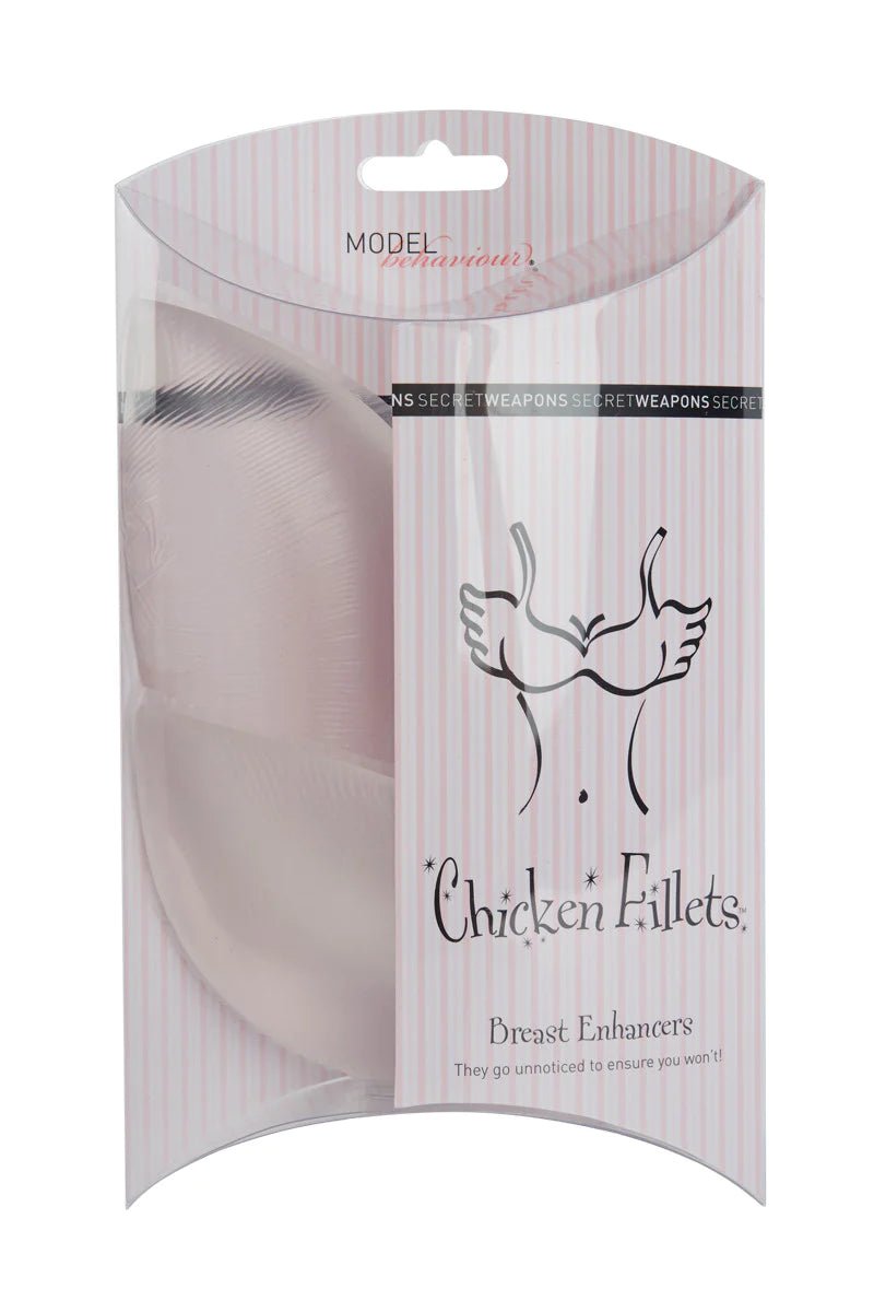 Packaged Chicken Fillet Enhancers in clear plastic wrap, showing branding and product silhouette.