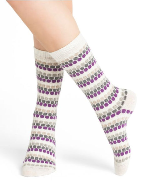 Wool Cashmere Honeycomb Socks Mid Violet