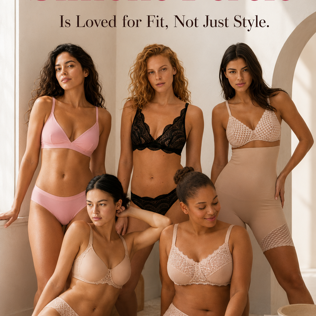 Simone Perele lingerie collection in an elegant magazine-style editorial setting.