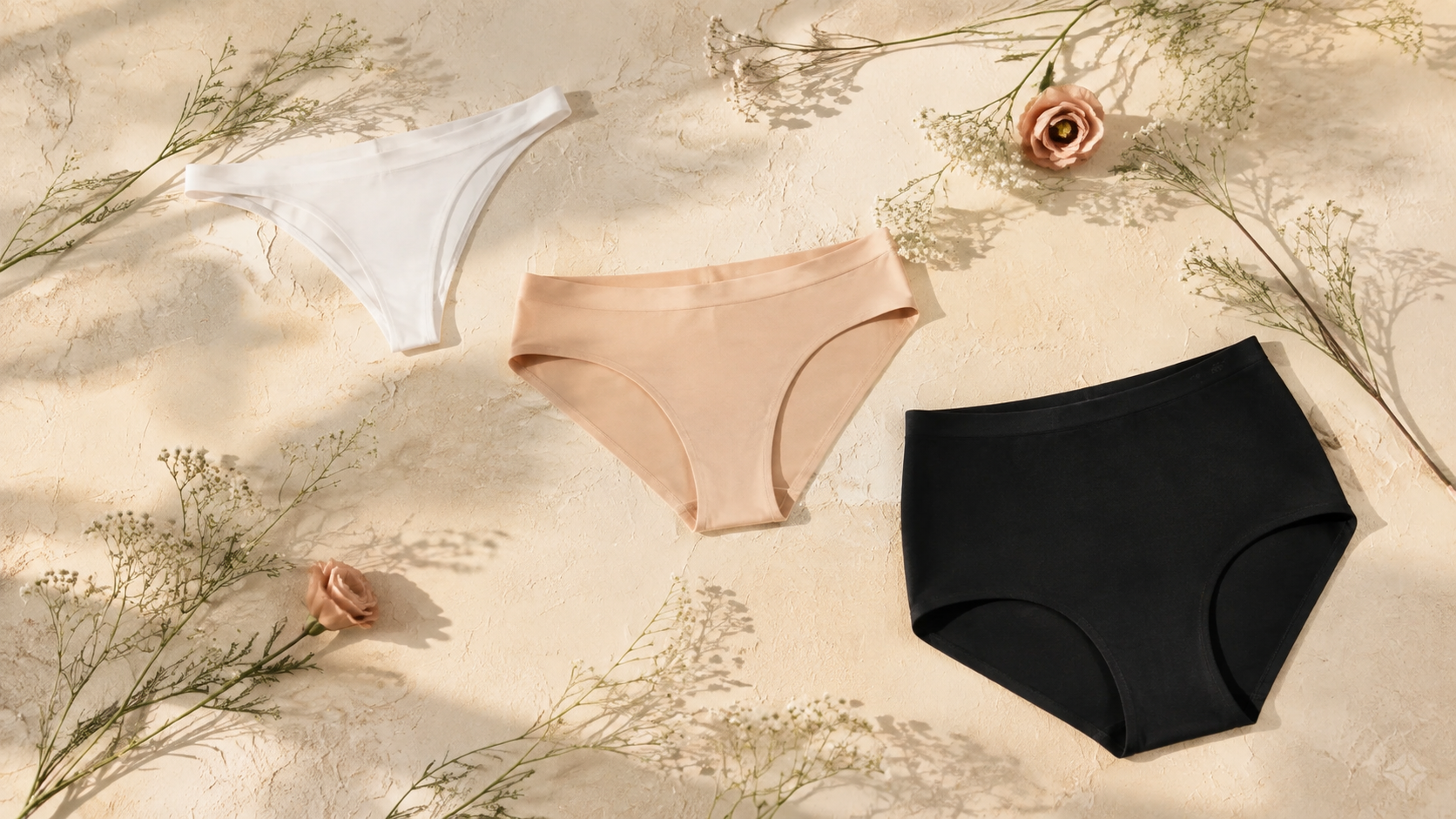 Janira tanga, bikini and full brief styles showing different levels of underwear coverage