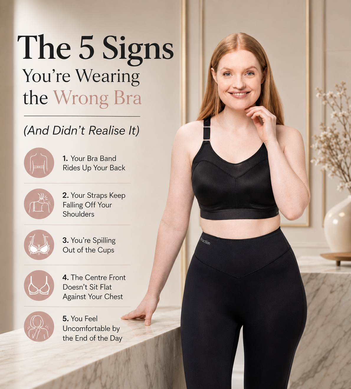 woman in a black sports bra.