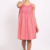 Self Stripe Frilly Nightie Coral