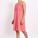 Self Stripe Frilly Nightie Coral