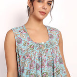Bloom Sleeveless Nightie Aqua Floral