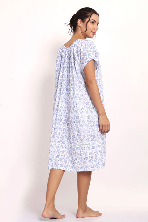 Hamptons Cap Sleeve Nightie White/Navy Floral