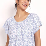 Hamptons Cap Sleeve Nightie White/Navy Floral