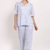 Hamptons Shortsleeve Long PJ Set White/Navy Floral