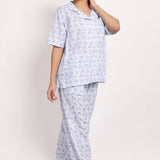 Hamptons Shortsleeve Long PJ Set White/Navy Floral