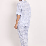 Hamptons Shortsleeve Long PJ Set White/Navy Floral