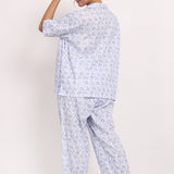 Hamptons Shortsleeve Long PJ Set White/Navy Floral