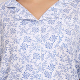 Hamptons Shortsleeve Long PJ Set White/Navy Floral