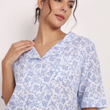 Hamptons Shortsleeve Long PJ Set White/Navy Floral