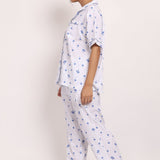 Hamptons Shortsleeve Long PJ Set Navy Palm Print