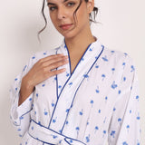 Hamptons Robe Navy Palm Print