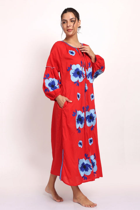 Romani Sun Dress Red Blue