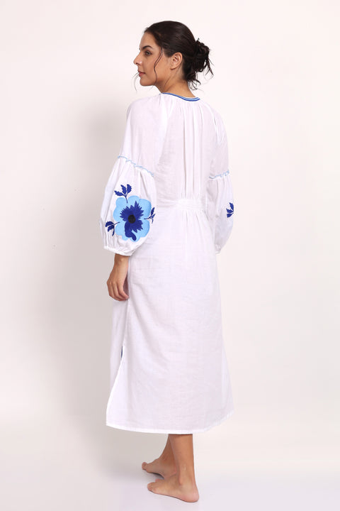 Romani Sun Dress White Navy