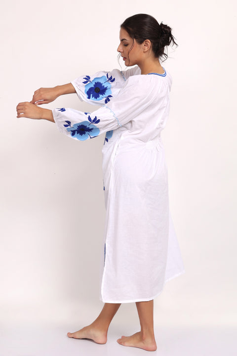 Romani Sun Dress White Navy