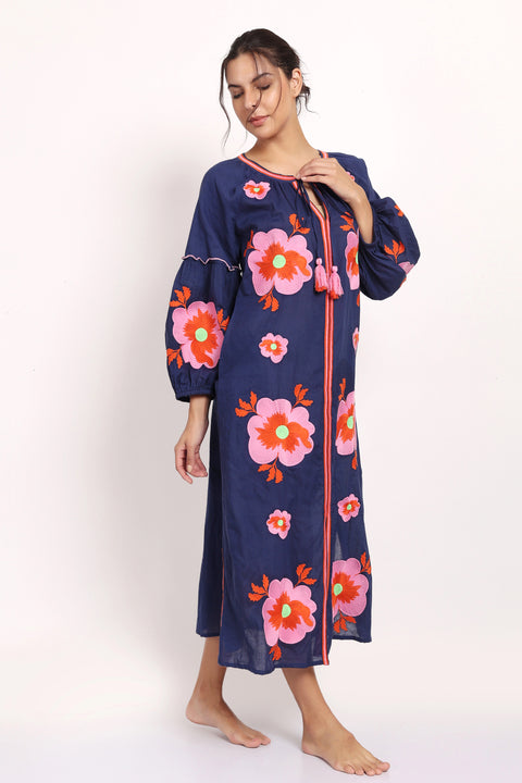 Romani Sun Dress Navy Pink