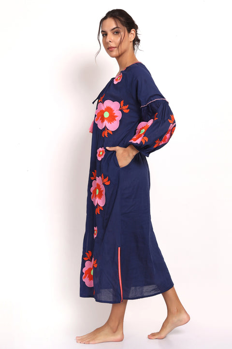 Romani Sun Dress Navy Pink