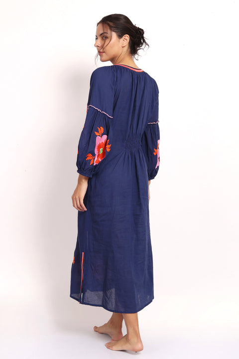 Romani Sun Dress Navy Pink