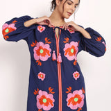 Romani Sun Dress Navy Pink