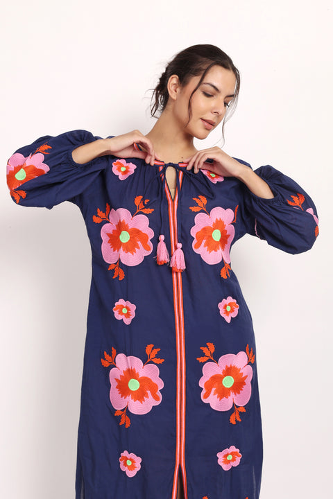 Romani Sun Dress Navy Pink