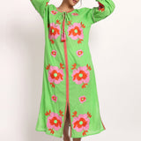 Romani Sun Dress Green Pink