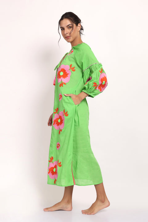 Romani Sun Dress Green Pink