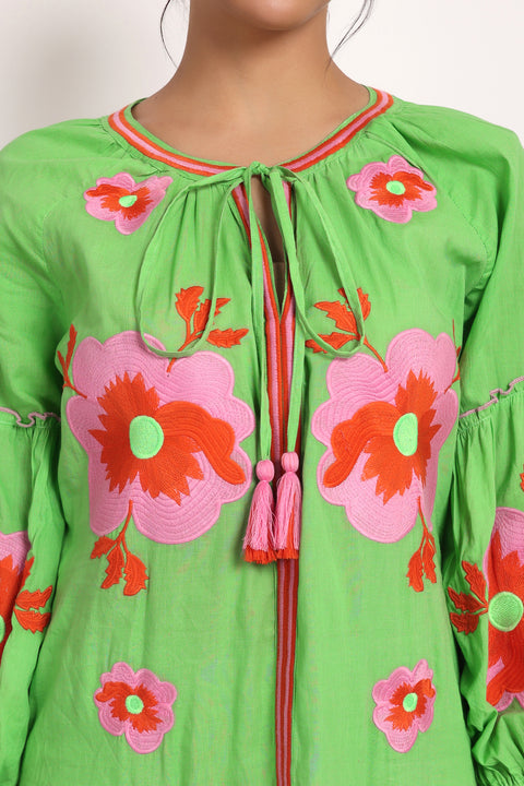 Romani Sun Dress Green Pink