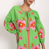 Romani Sun Dress Green Pink