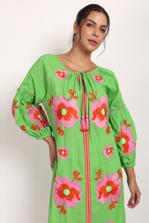 Romani Sun Dress Green Pink