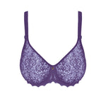 Product image of Cassiopee Seamless Full Cup Bra by Empreinte in Dark Purple, moulded lace, elegant shape.