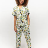 Gabrielle Toucan Print Jersey Modal Cropped PJ Set White