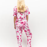 Haley Palm Print Cotton/Modal Cropped PJ Set Hot Pink